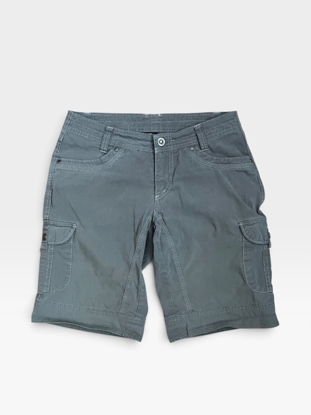 KUHL Splash Womens Cargo Shorts Dark Gray Snap Pocket Stretch Hiking Size 6